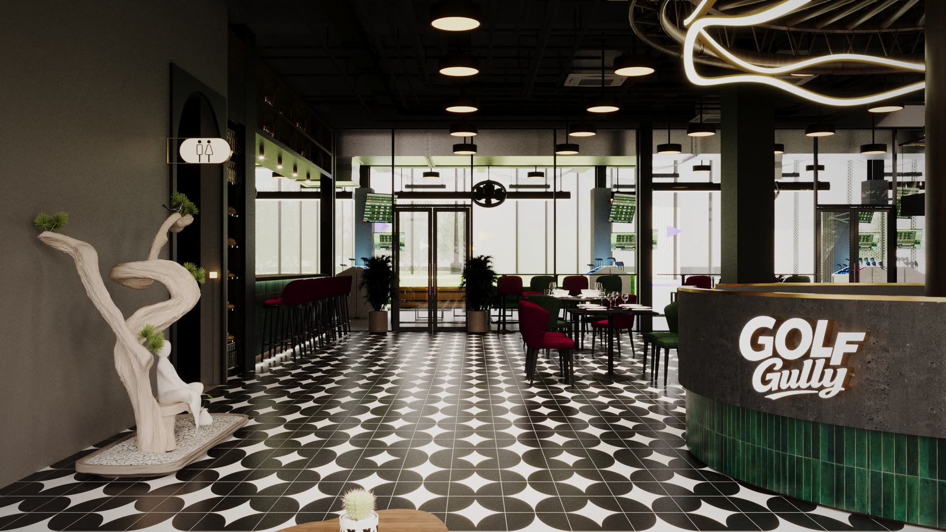 Reception lounge in evening light